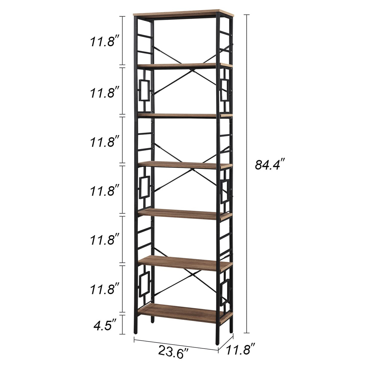 HOMISSUE Industrial 7-Tier Tall Bookshelf in Rustic Brown with Unique Design HOMISSUE