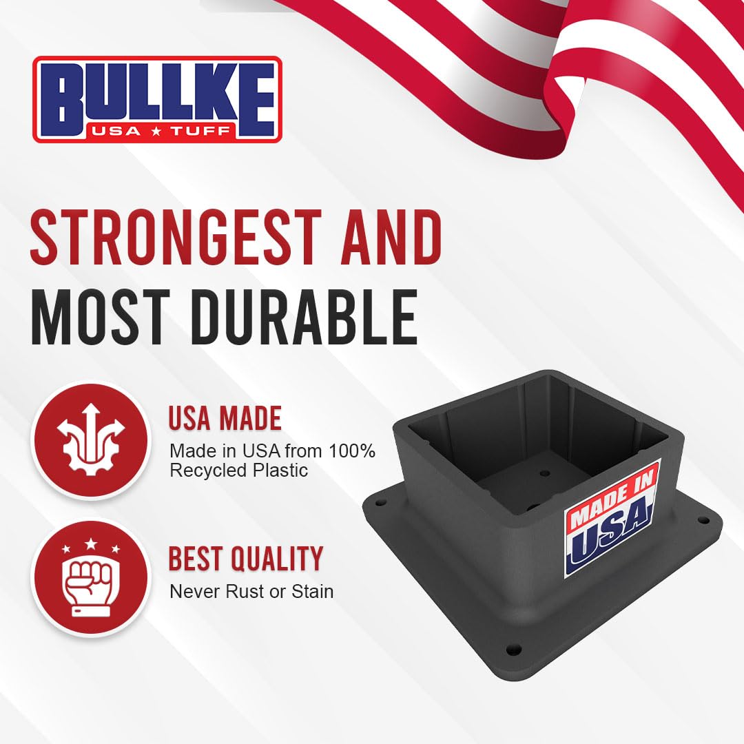 USA-Made 4x4 Post Base Bracket Anchor – Never Rust or Stain - Durable Plastic Deck Post Skirt Flange Cover for Wood Posts - Strong Handrail Base, Brackets, and Anchor Support (1 Pack) bullke