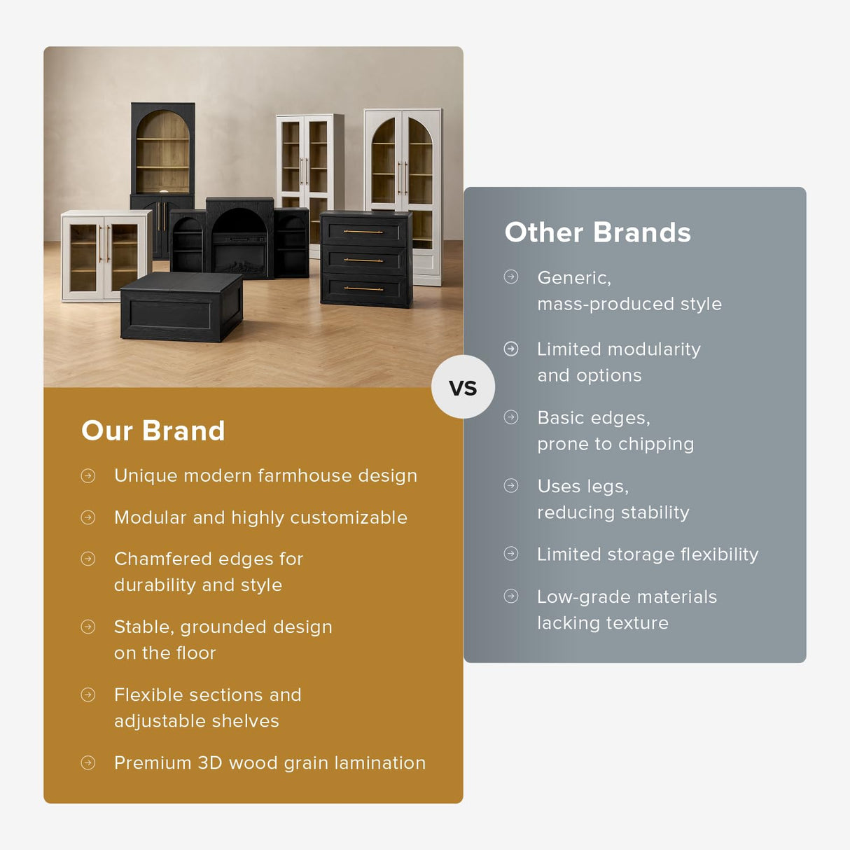 mopio Blake Tall Display Cabinet, Kitchen Buffet Pantry Cupboard, Trophy Display Case, Storage Cabinet Scratch Resistant Acrylic, Modern Farmhouse Curio Organizer (Black Oak Acrylic, Set of 2) mopio