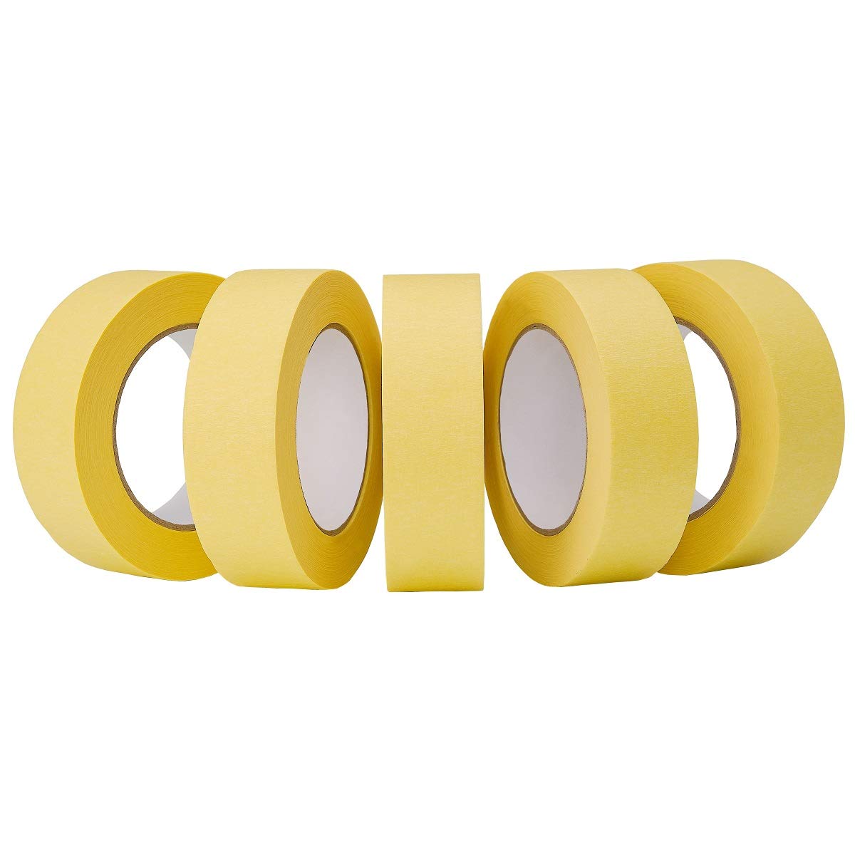 Lichamp 5-Pack Automotive Refinish Masking Tape Yellow 36mm x 55m, Cars Vehicles Auto Body Paint Tape, Automotive Painters Tape Bulk Set 1.4-inch x 180-foot x 5 Rolls Lichamp