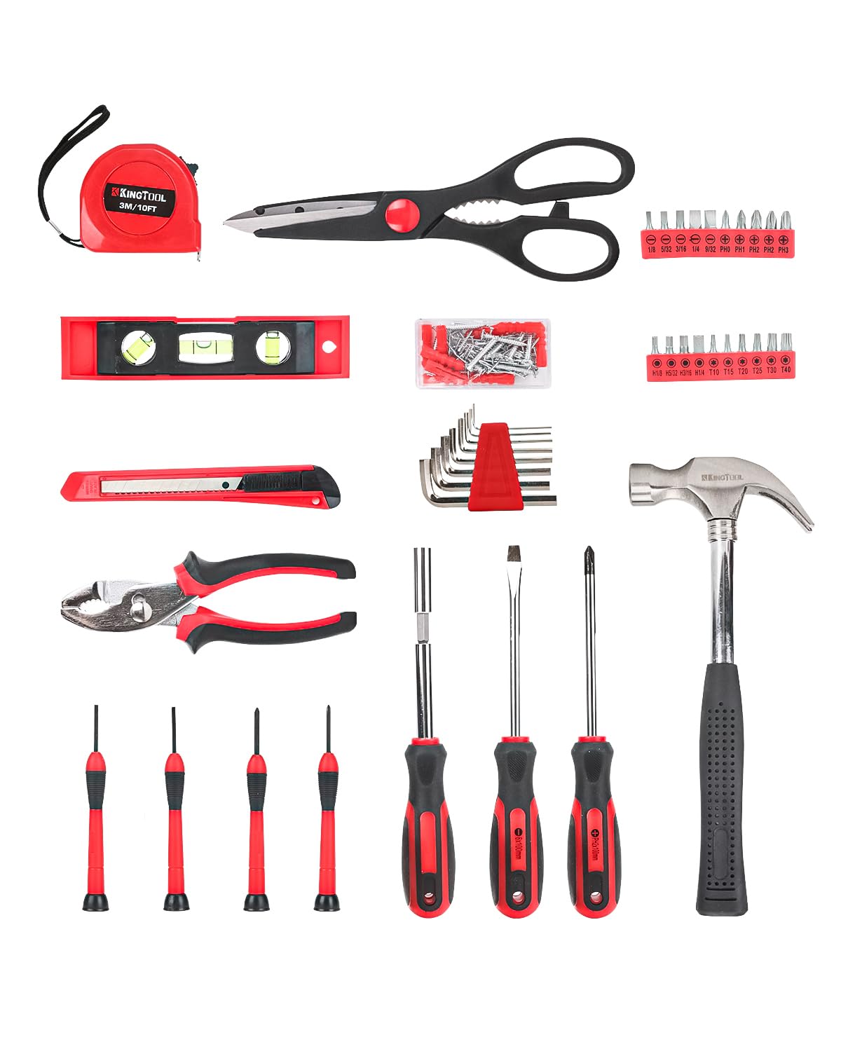 KingTool Home Repair Tool Kit - 149 Pieces Basic Home Repair Tool Set, General Mechanic Tool Set, General Household Tool Kit with Plastic Toolbox, Perfect for Homeowner, Office & College Repairs KingTool