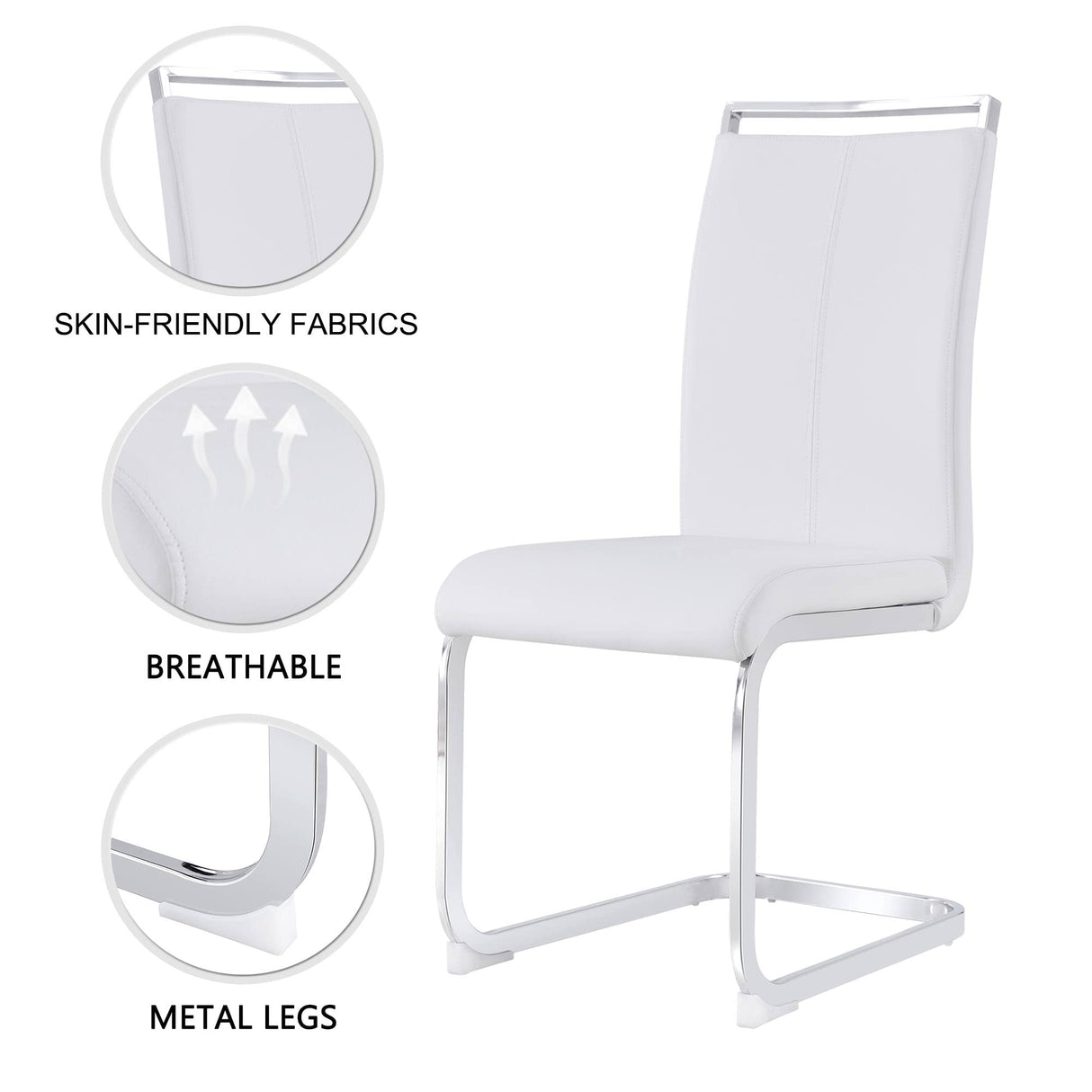 Dining Table Set for 6,White Rectangular MDF Kitchen Table and Leather Dining Chairs Set of 6, 7 Piece Dining Table Set,Modern Metal Frame Dining Room Table Set 6 with Metal Frame For Kitchen Ebullient