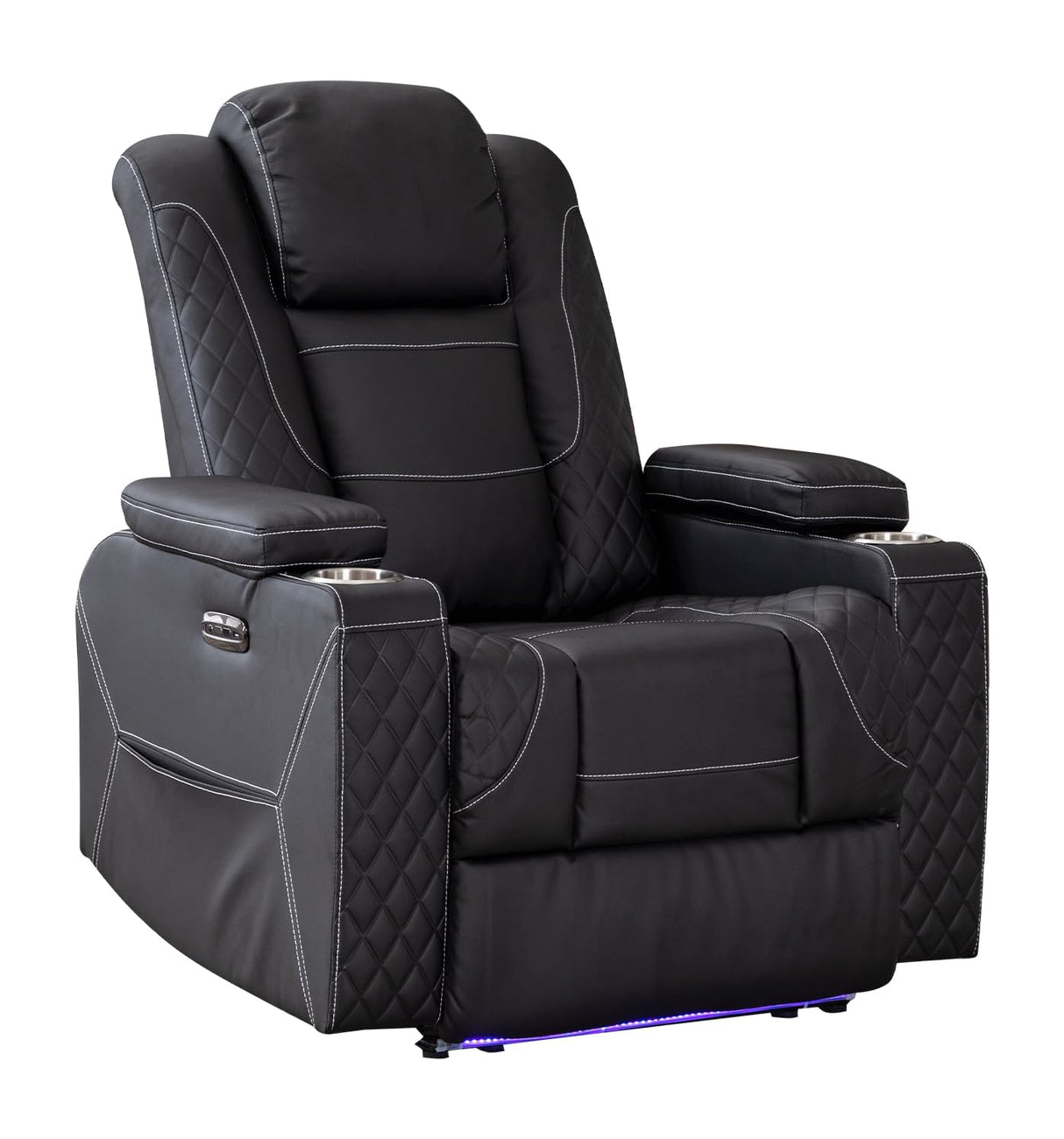 Generic SENIFIS Power Recliner Chair, Home Theater Seating Movie Theater Chairs with Adjustable Headrest, Reclining Chair for Living Room with LED Light, USB Port, Storage Armrest (Black) Generic