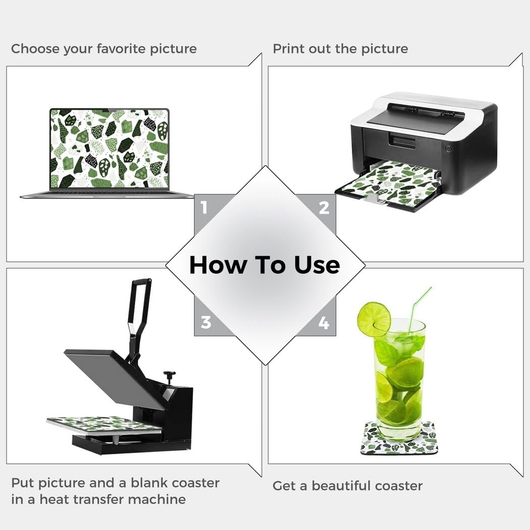 Homaisson 100 Pcs Sublimation Blank Cup Coasters Bulk, 4 x 4 Inches Square Blank Cup Mats Sublimation Transfer Heat Press Printing Coaster for DIY Crafts Homaisson