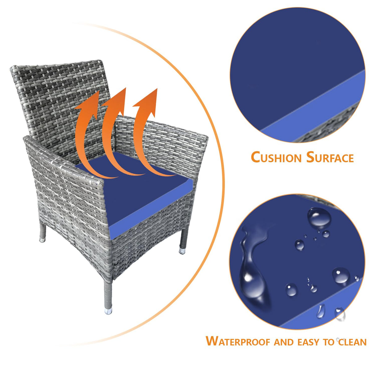 Patio Furniture Set 4 Pieces,Rattan Wicker Double Sofa, Coffee Table,Conversation Outdoor Sets, with Coffee Table and Soft Cushions, Garden Balcony Backyard Lounge Chairs (Gray+Blue Cusion) Generic