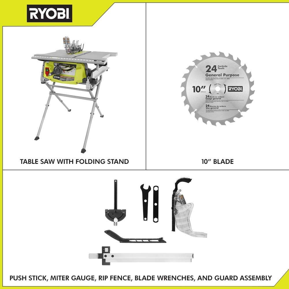 RYOBI RTS12 15 Amp 10 in. Table Saw with Folding Stand (Renewed) RYOBI