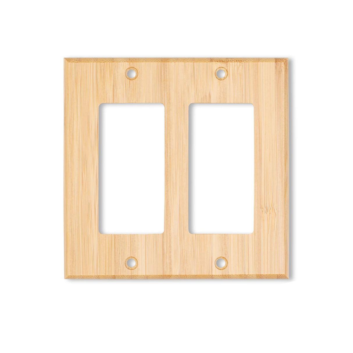 Solid Wood Double Rocker Light Switch Plate 4.5" X 4.5" Bamboo Light Switch Cover Quality Raw Wooden Decorative Bedroom Kitchen Home Decor (Double Alckerou
