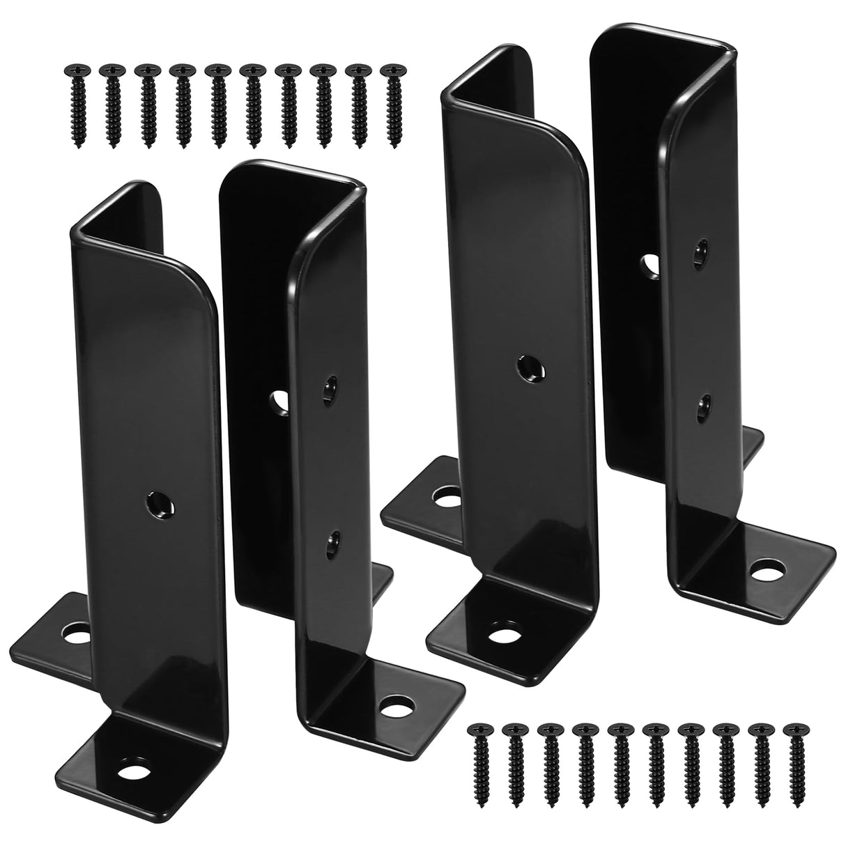 Deck Post Anchor, 4 Pcs Adjustable Post Base Brackets, Heavy Duty Wood Fence Pergola Post Brackets, Reversible Half Column Post Anchor Base Brackets Fit 1.5x1.5,2x2,2x4,4x4 Post, Deck Mailbox(Model B) Xingwenhao