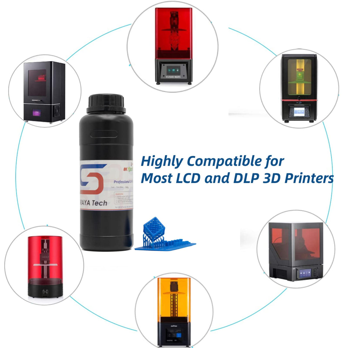 Siraya Tech Cast 3D Print Resin Castable Resin Easier to Burn and Print Clean Burnout Great Smooth Surface High Resolution 405nm UV-Curing Resin for Thicker Designs and Metal Parts (True Blue, 500g) Siraya Tech