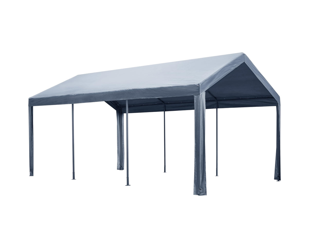 Acepic 10x20 Carport Replacement Top,Garage Tent Shelter Tarp Heavy-Duty Waterproof & UV Protected, Easy Installation with Ball Bungees,Grey (Only Top Cover, Frame is not Included) Acepic