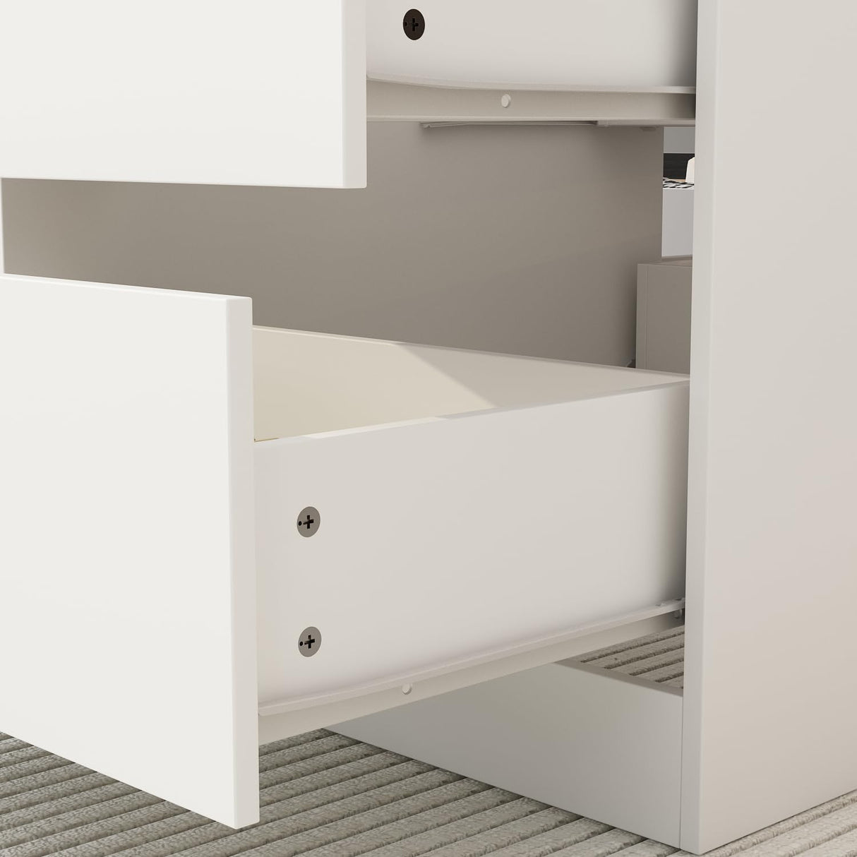 TAMUNE Armoire Bedroom Island Wardrobe Closet Island with 9 Drawers & Glass Tabletop, Islands Dresser with Bench, Closet Islands for Bedroom Cloakroom White (47.2”W x 27.5”D x 31.5”H) TAMUNE