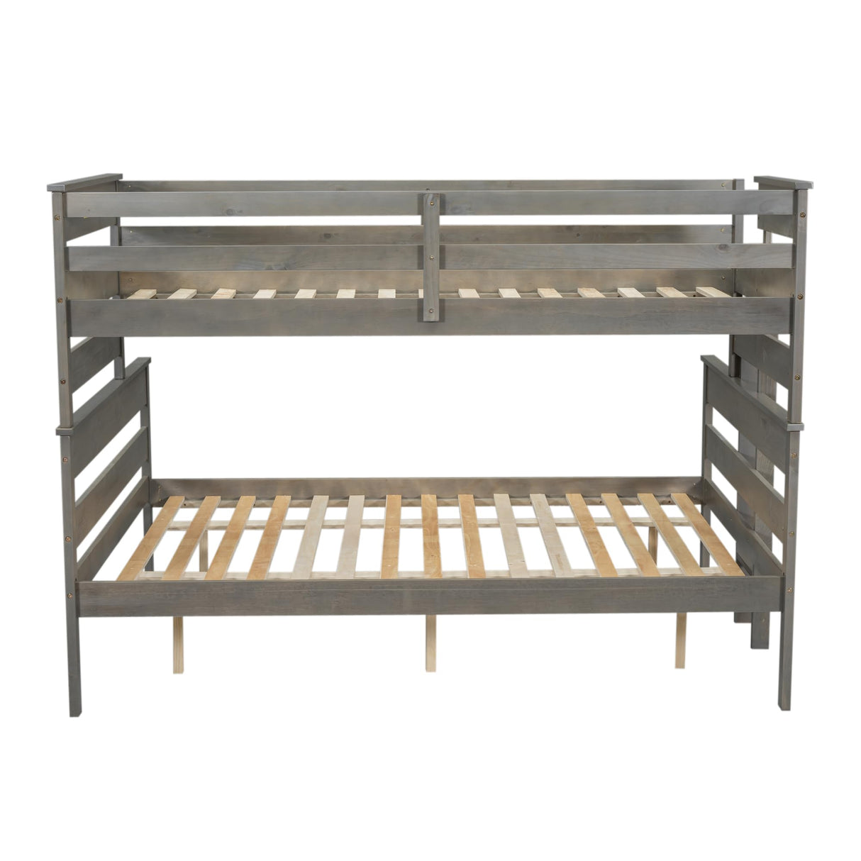 Twin XL over Queen Detachable Bunk Bed Frame - Sturdy Wooden Design with Ladder in Grey GM Ultra