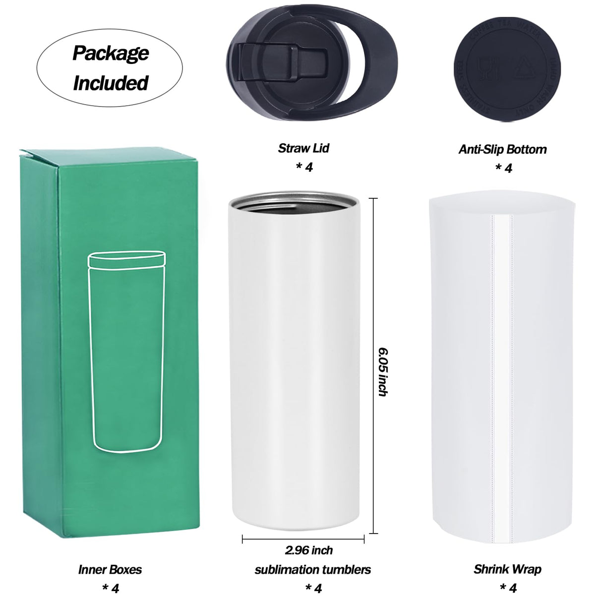 4 Pack Kid Sublimation Sports Water Bottle Blanks, 15 Oz Sublimation Tumblers Bulk Leak Proof Stainless Steel Bottles Flask with Portable Handle, Individually Boxed Micellwuu