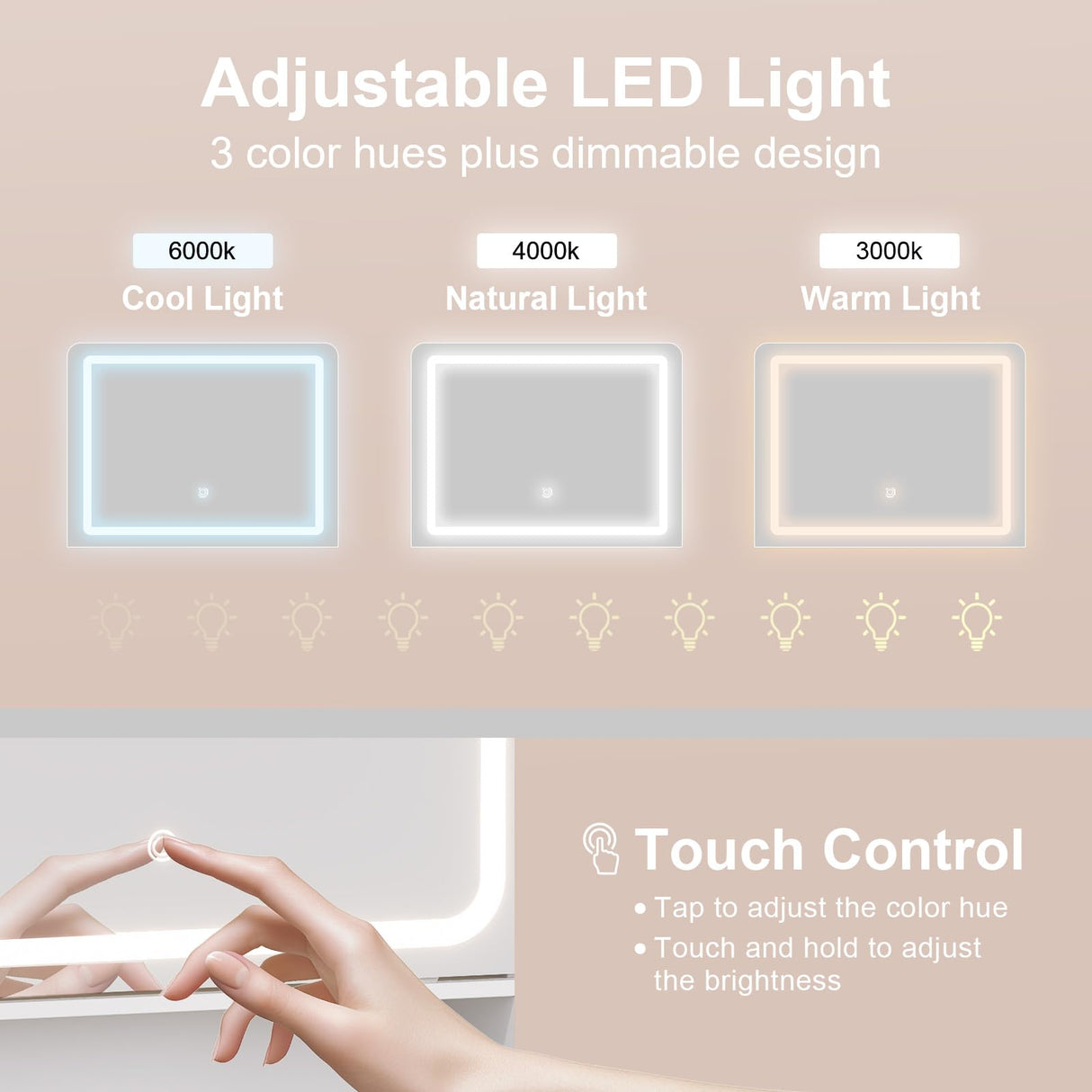 Hogxp Vanity Desk with Sliding Mirror & Power Outlets - Dimmable LED Lighting, 4 Open Shelves, 2 Drawers, 1Storage Cabinet & Padded Stool - Ideal Bedroom Makeup Dressing Table (White) Hogxp