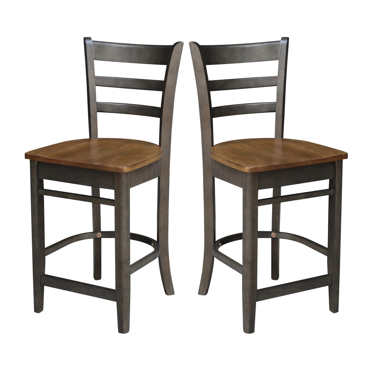 International Concepts Emily Counterheight Stool - 24-inch Seat Height, Hickory/Washed Coal (S45-6172) IC International Concepts