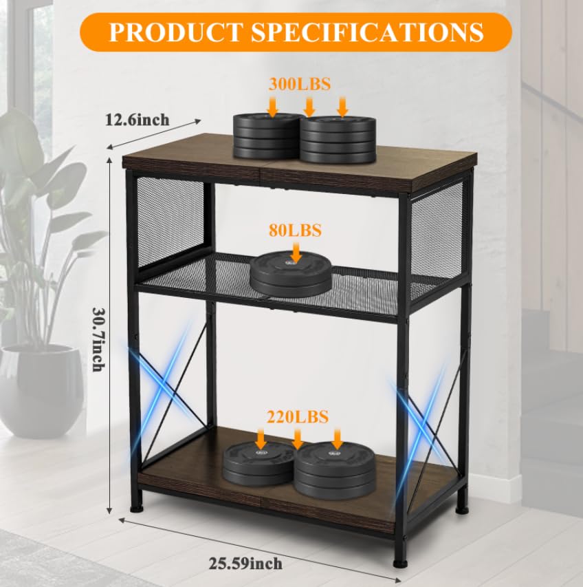 LALA IKAI Fish Tank Stand, 10-20 Gallon Metal Aquarium Stand Table with 2 Tiers Storage Shelf, 4-Leg Reptile Tank Stand 25.59" L x 12.60" W x 30.70" H, Black LALA IKAI