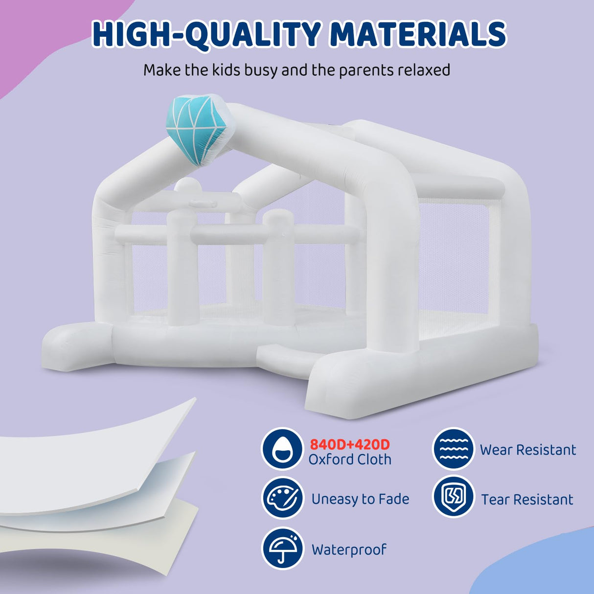 (2025 New) JOYMOR Giant Bounce House (13x10x8FT) w/Balloons for Outdoor Party, White Bounce House with Ball Pit for Kids, Including Blower, Portable Bag, 30s Set-up (Wedding) JOYMOR