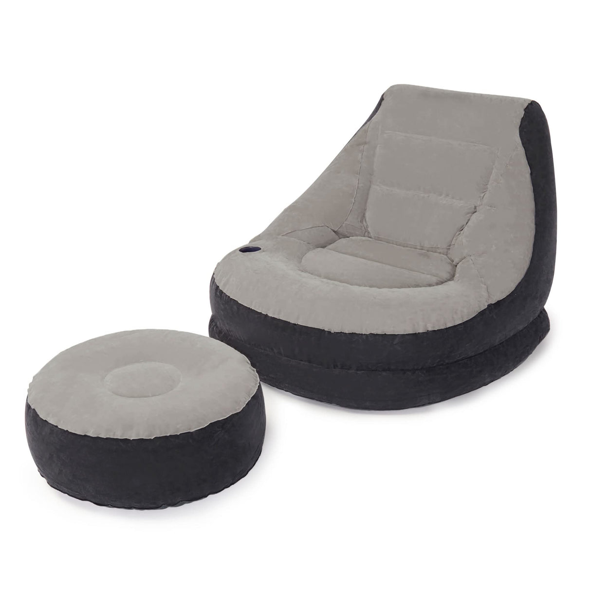Intex Inflatable Ultra Lounge Chair With Cup Holder And Ottoman Set (2 Pack) Intex