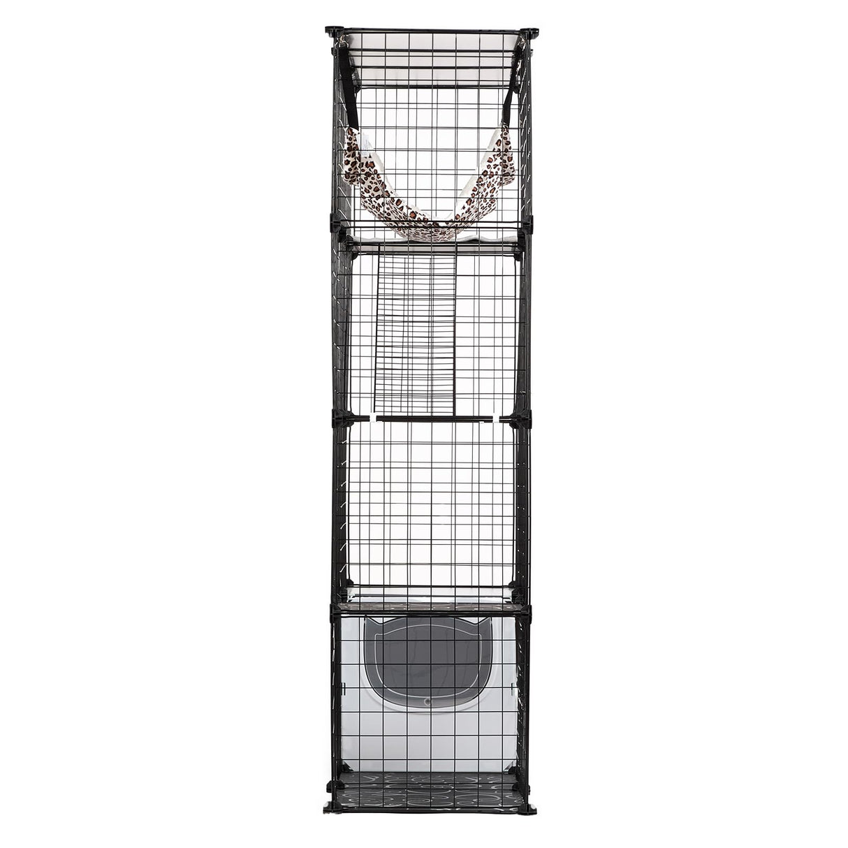 VEVOR Large 4-Tier Cat Cage, 41 x 14 x 55, Detachable Metal Wire Cat Enclosure, with Litter Box Hammock Ramp ladders, Indoor & Outdoor Crate Exercise Place Ideal for Kitty, Small Animals, Black VEVOR