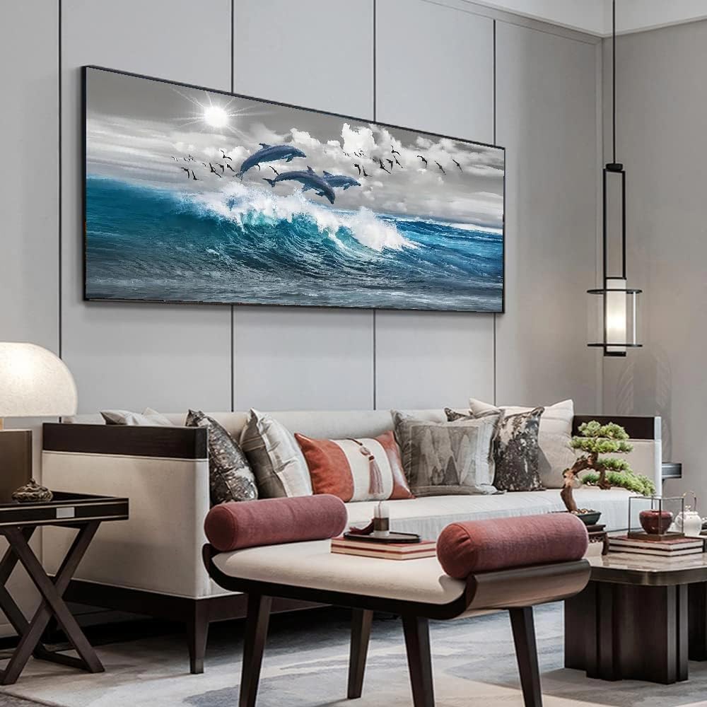 BOHADIY Diamond Painting Kits,Large 5D DIY Fish Ocean Beach Diamond Painting Kits for Adults,DIY Full Drill Crystal Rhinestone Arts and Gem Art Painting with Diamond Home Wall Decor 28X16inch BOHADIY