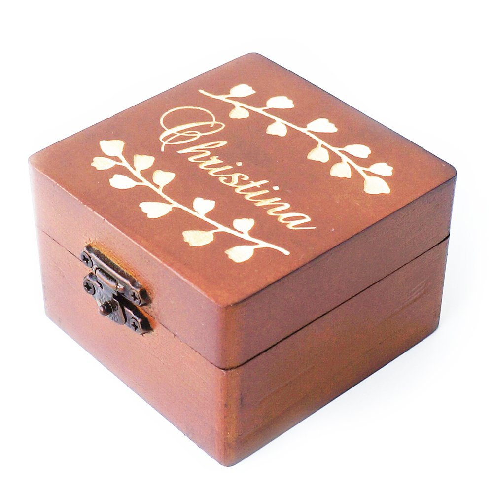 Personalized Brown Wooden Bridesmaid Box, Jewelry Box, Wedding Gift, Bridesmaid Gift, Wedding Favors AMIATCH