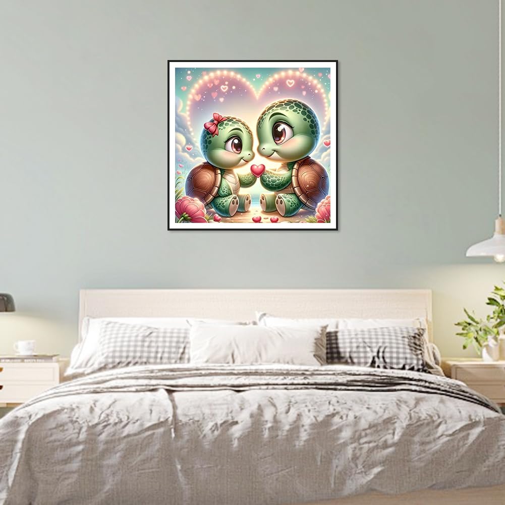 Anuver Full Drill Diamond Art Turtle Kits for Beginner, Love DIY Diamond Painting Kits for Home Wall Decor, 12x12 Inch, Diamond Painting Kits for Adults Anuver