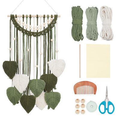 ORIGACH DIY Macrame Leaf Wall Hanging Kit Boho Macrame Leaf Tapestry Kit for Adults Beginner Handmade Macrame Feather Wall Hanging Decor for Living Room Bedroom