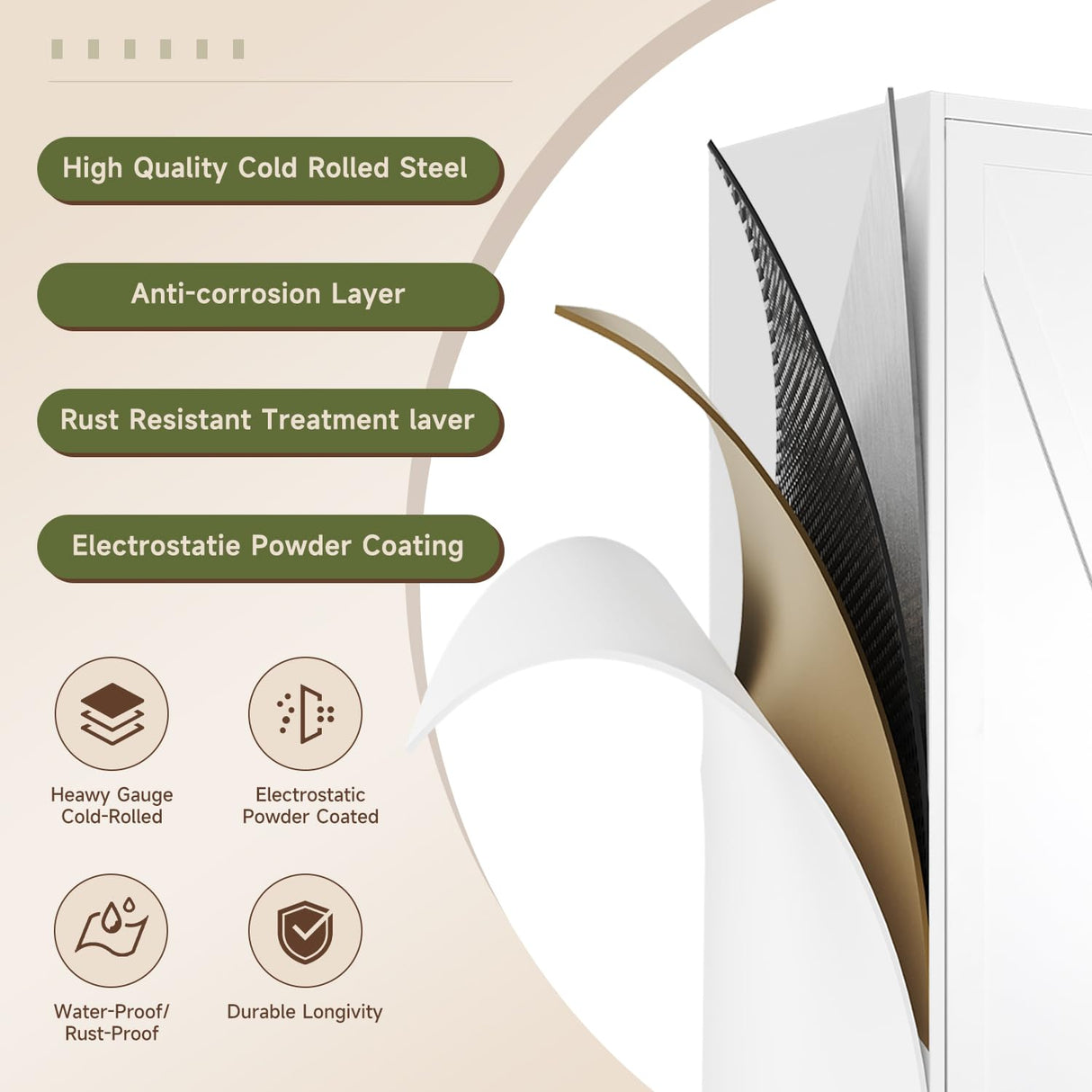 Letaya Storage Cabinet,75" H Metal Kitchen Pantry Cabinets with Doors and Adjustable Shelves,Pantry Organizers for for Cupboard/Dining/Bathroom/Office/Garage Room,White Letaya