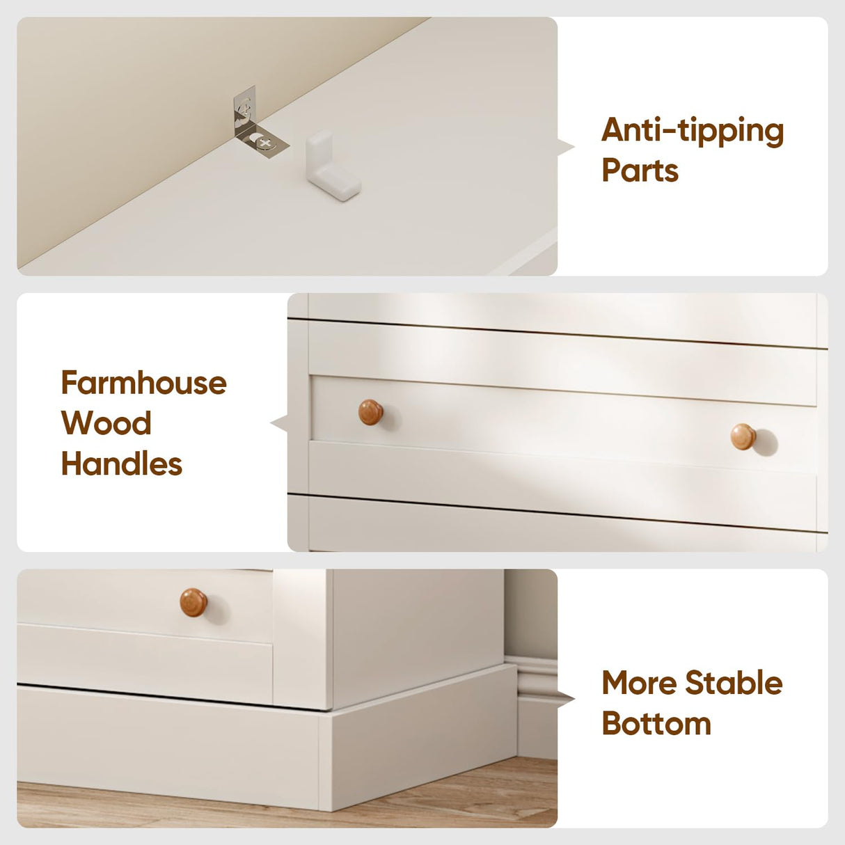 Vyre 71" Tall Farmhouse Kitchen Pantry, Large Storage Cabinet with Adjustable Shelves, 3 Drawer, Wood Versatile Hutch Cabinet for Living Room, Dining Room Vyre