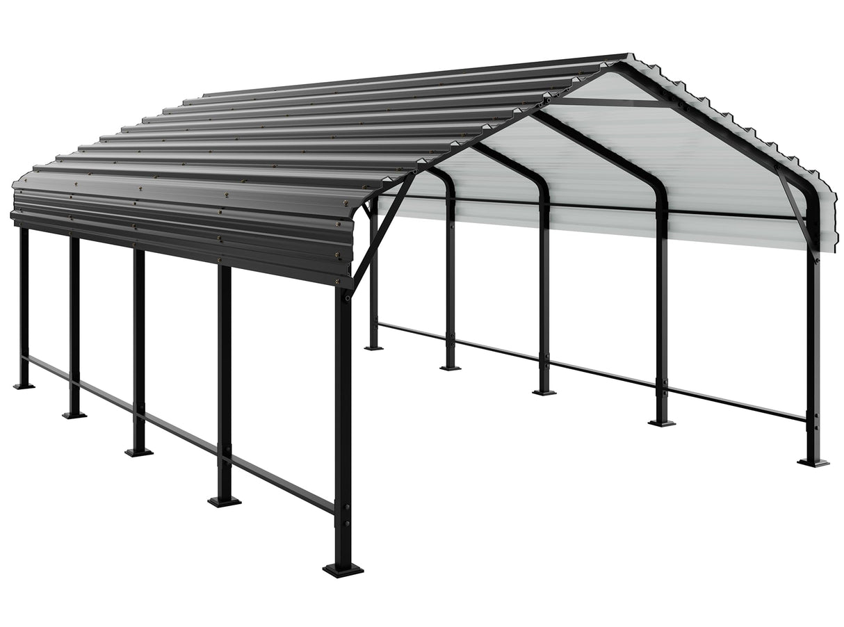 JAMFLY 12X20 FT Carport, Heavy Duty Carport Canopy with Galvanized Steel Roof and Frame, Metal Carport Upgraded Extra Large Garage for Pickup, Boat, Car and Tractors JAMFLY