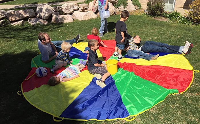 Sonyabecca Kids Play Parachute, Play Parachute 20ft with 16 Handles for Kids Cooperation Group Play Sonyabecca