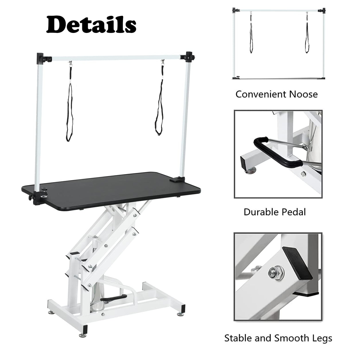 JINTANGLI PET Hydraulic Pet Dog Grooming Table for Dogs & Cats, Heavy Duty Large Groomming Table with Adjustable Arm Noose, Maximum Capacity Up to 300lbs, 42.5inch, Black JINTANGLI PET