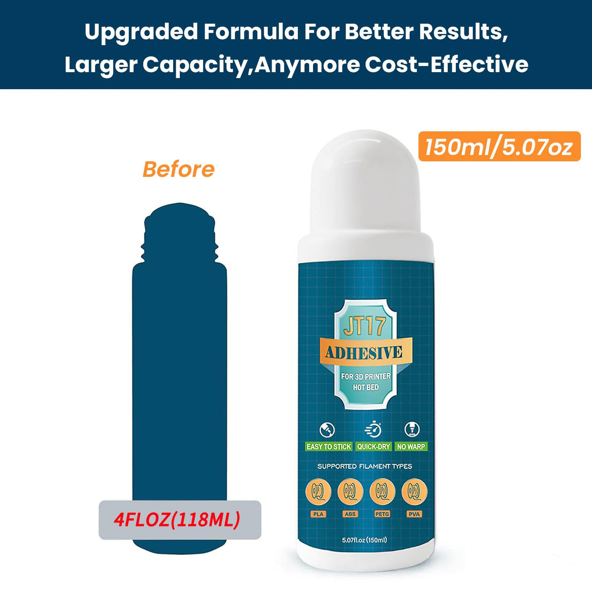 3D Printer Adhesive Glue,Reduces Warping for ABS, ASA, PLA,TPU, and PETG Filament on Heated Build Plates,150 ml,5.07 fl.oz GIANTARM
