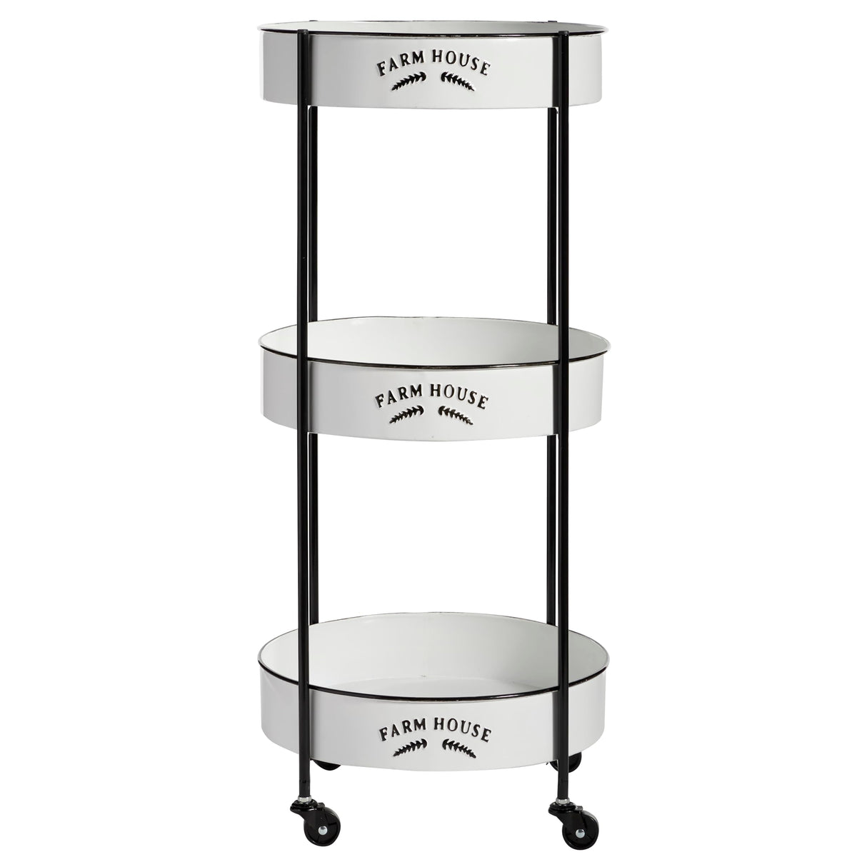 Deco 79 Metal Kitchen Rolling 3 Shelf Storage Cart with Wheels, 16" x 16" x 34", White, LARGE SIZE Deco 79