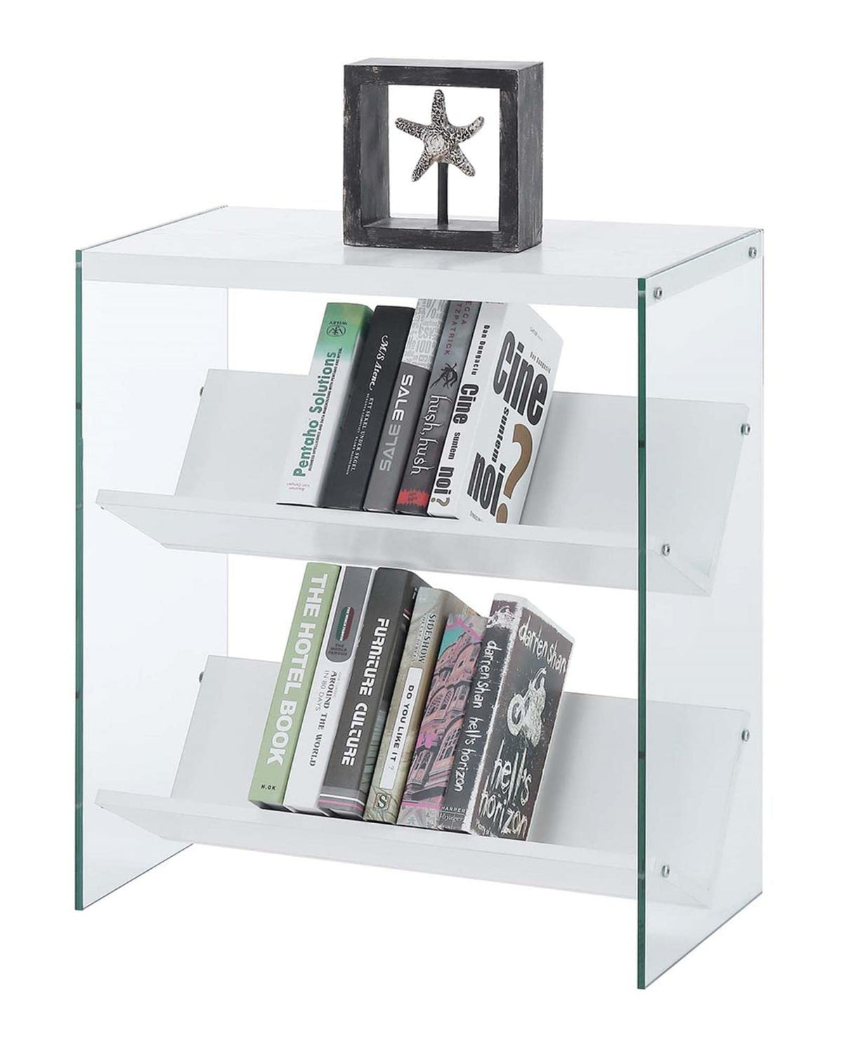 Convenience Concepts Soho Bookcase, White / Glass Convenience Concepts