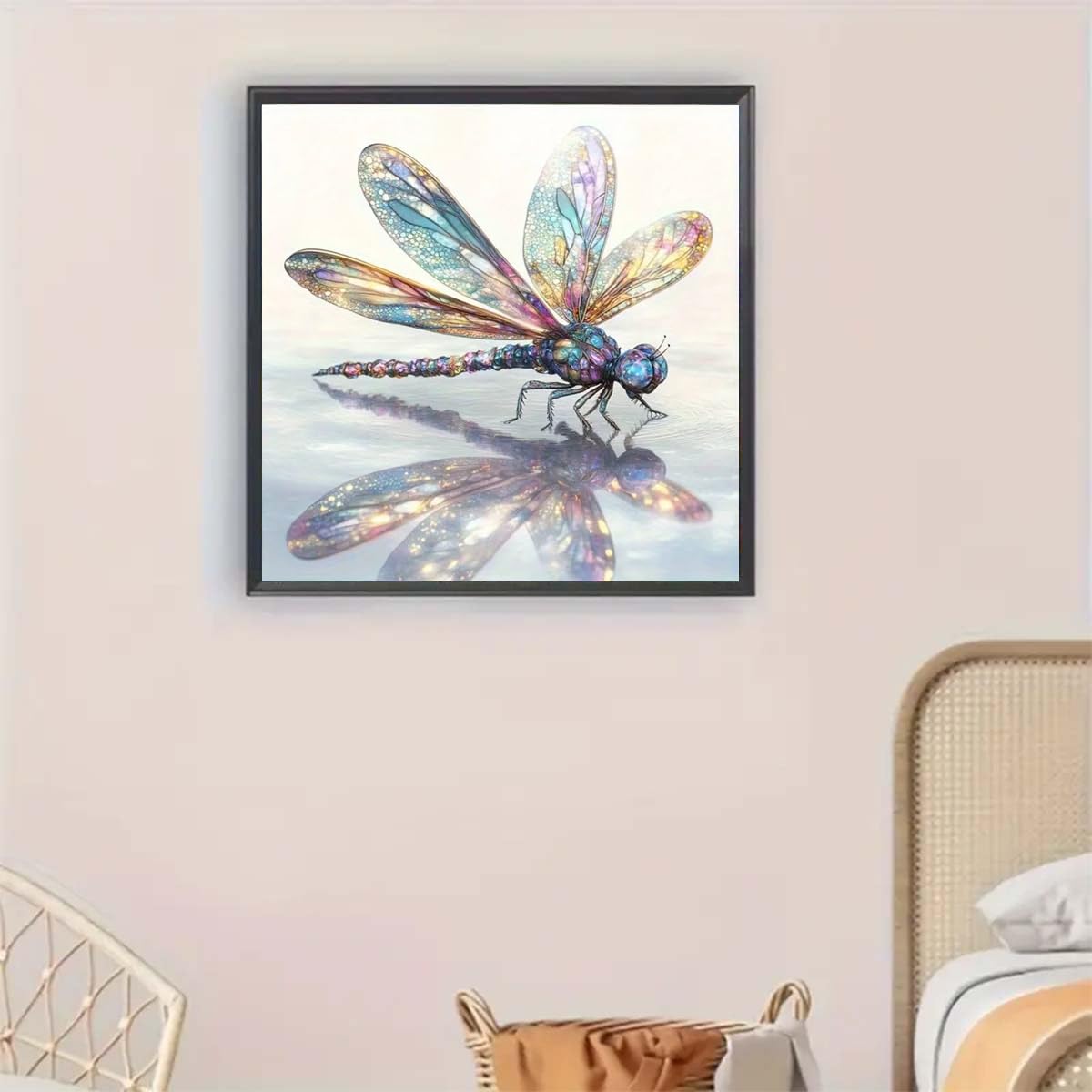 Dragonfly Diamond Art Kits for Adults,Funny Insects 5D Diamond Painting Kits for Beginner,DIY Round Full Drill Diamond Dots with Gem Art Kits Home Wall Decor 13.8 x 13.8 inch GEMFAMILY