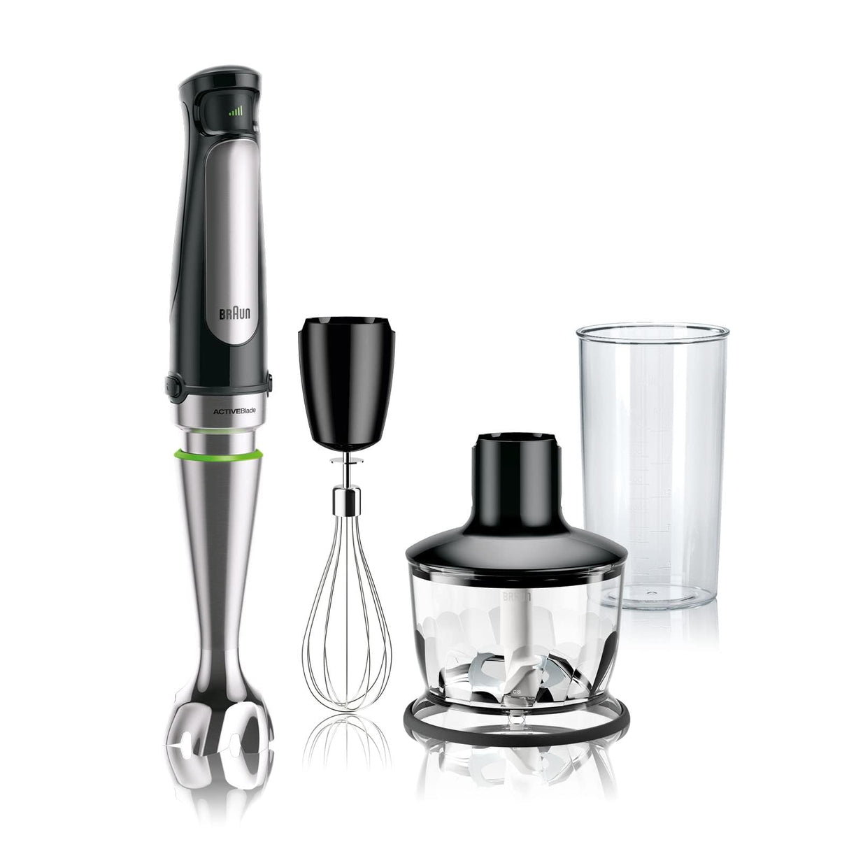 Braun MultiQuick 7 3-in-1 Immersion Hand Blender with Variable Speed and Patented Technology - Includes 2-cup Chopper, Whisk + Beaker for Fast Blending, Stainless Steel, MQ7035X Braun