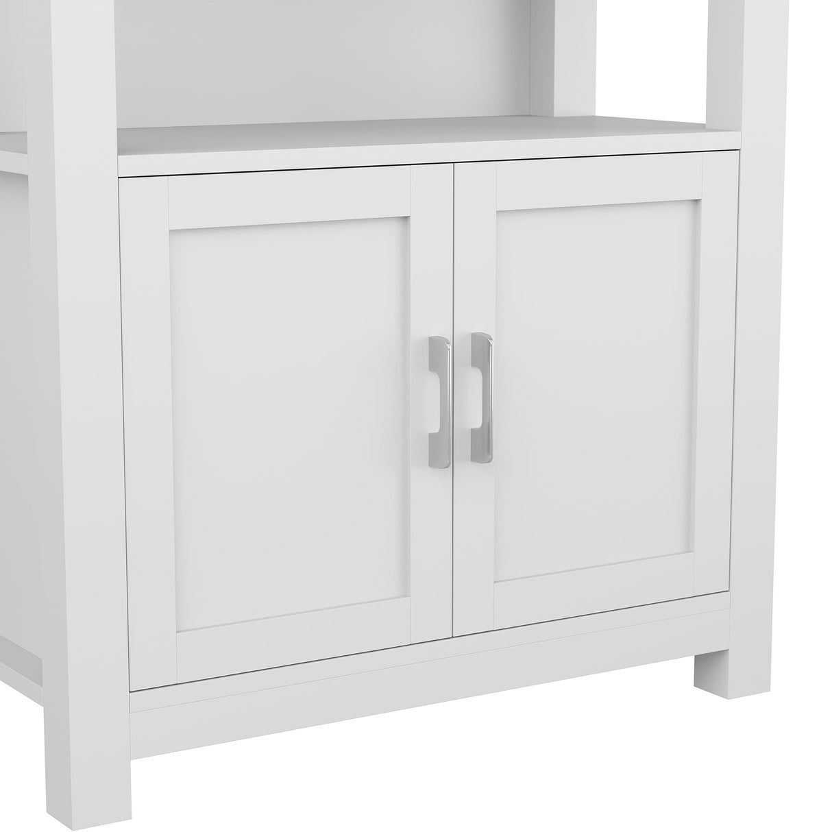Martha Stewart Hutton Four Tier Shaker Bookcase with Storage Cabinet in Gray with Brushed Nickel Hardware Martha Stewart