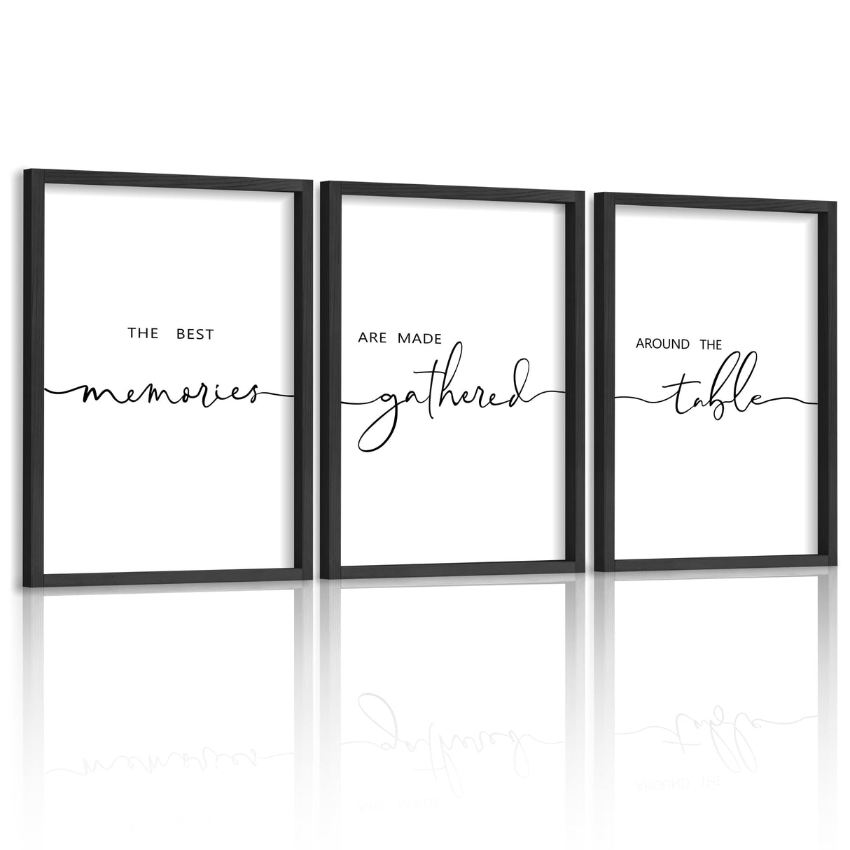 Houmury Set of 3 Framed Farmhouse Memories Around Table Sign Wall Decor for Living Room Wall Art Wood Signs (Black, 16"x24") Houmury