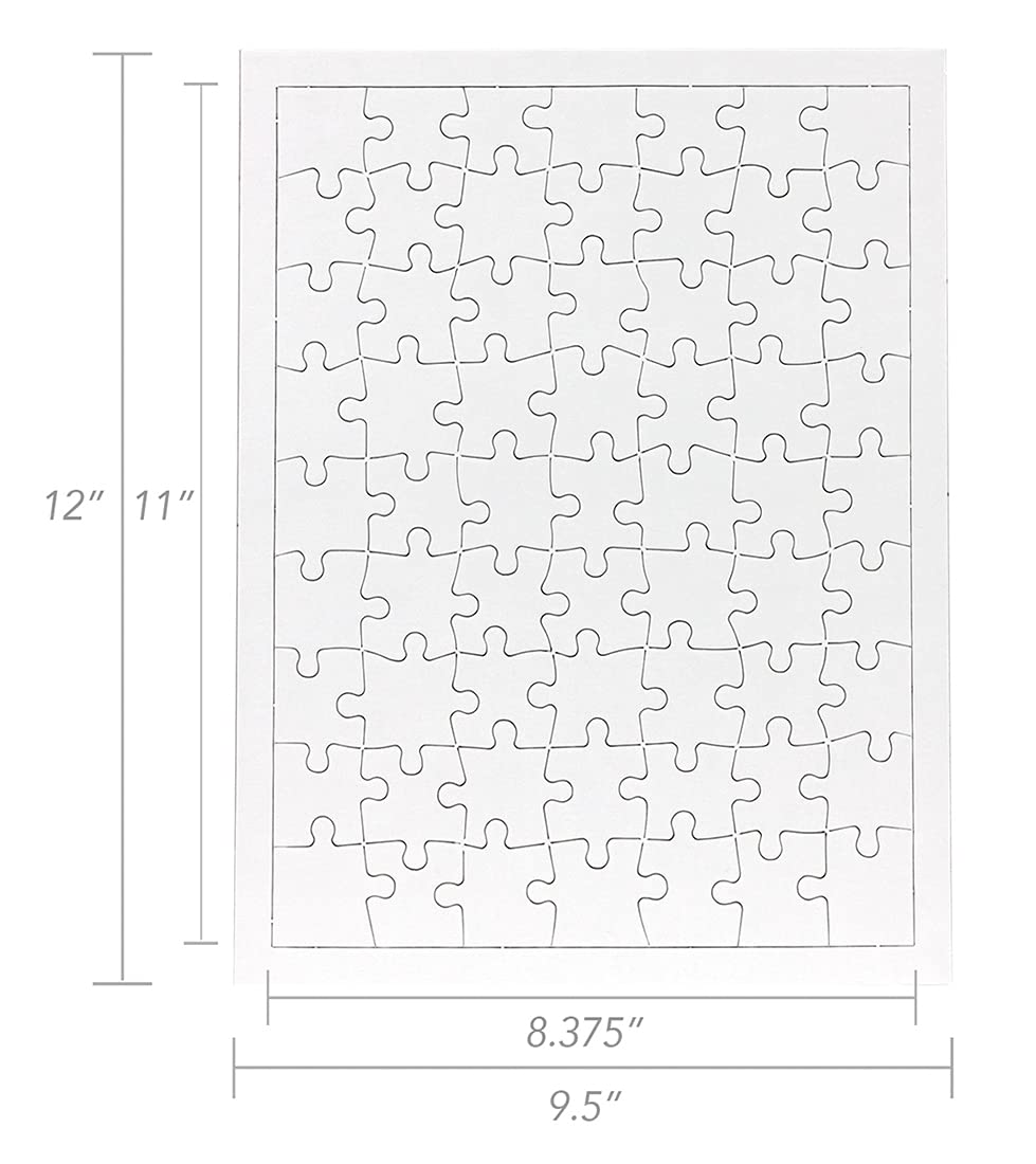 6 Blank Jigsaw Puzzles – 9.5 x 12 Inch, 63 Pieces Each – Hygloss DYI Party invites, Perfect for Decorating, Kids' Activities, Arts & Crafts or Party Favors - Puzzle Pieces to Draw On for Crafts Hygloss