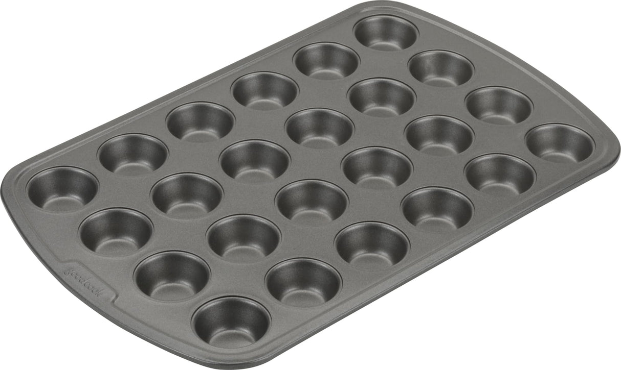 GoodCook Everyday Non-Stick Steel 24 Cup Mini Muffin Pan – Heavy Duty Small Muffin Pan, Bakeware Cupcake Pan, Delicious Baked Goods Muffin Tin Tray, Dishwasher Safe GoodCook