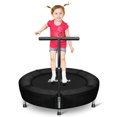 BCAN 36'' Mini Folding Ages 2 to 5 Toddler Trampoline with Handle for Kids, Indoor/Garden Toddlers Trampoline with Super Safe Cover for Toddlers, Black