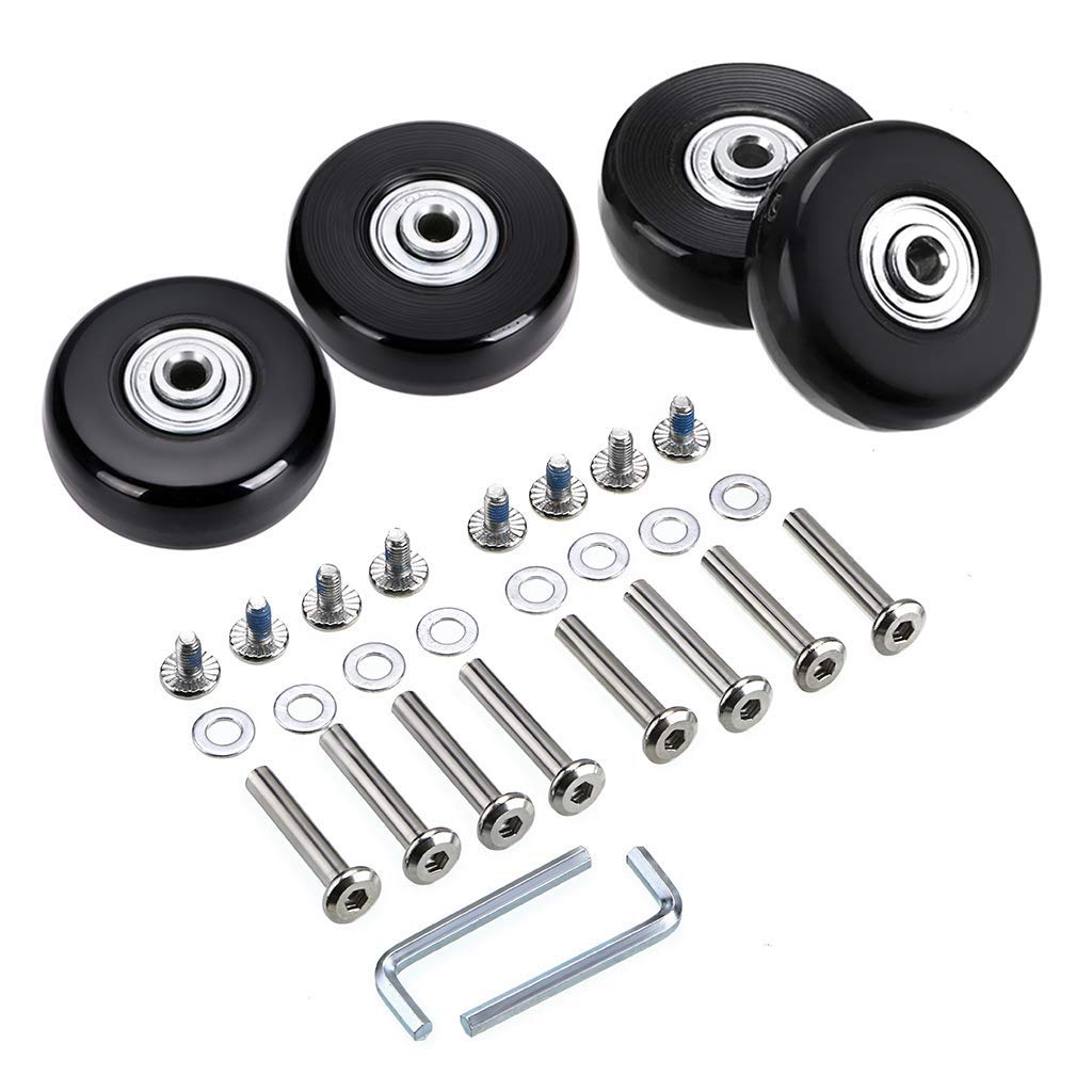 OwnMy 45mm x 18mm Luggage Suitcase Replacement Wheels, Rubber Swivel Caster Wheels Bearings Repair Kits, A Set of 4 OwnMy