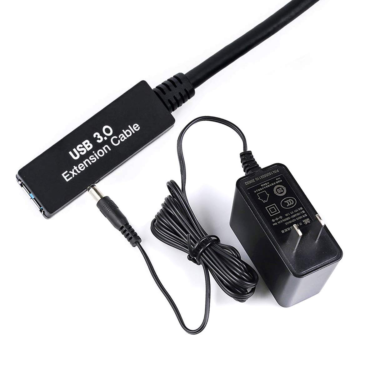 50FT USB 3.0 Extension Cable,Active USB 3.0 Extension Cable A-Male to A-Female,USB 3.0 Extension Cord,with 5V/2A Power Adapter,Compatible Oculus Quest 2 VR, Xbox, PS4 and More, (Black-50Feet) W WDX MAST DYNAPOINT LIMITED