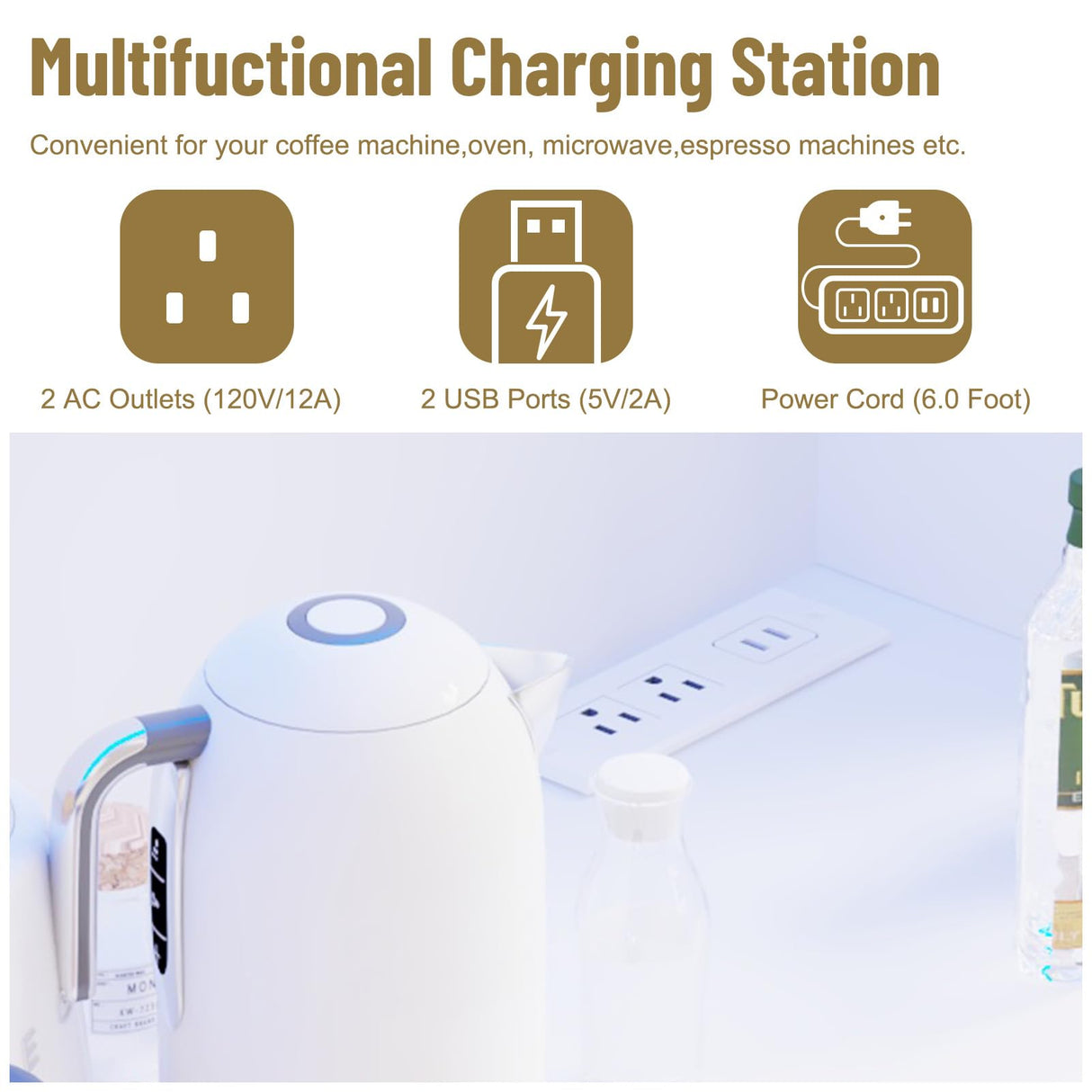 Hlivelood 71" Tall Kitchen Pantry Storage Cabinet w/Power Outlet and Led Light, Large Kitchen Hutch Pantry Cabinet w/ 2 Drawer and 8 Doors,Modern Freestanding Buffet Cabinet for Kitchen,Dining Room Hlivelood