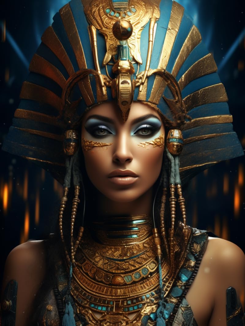 5D Egyptian Leader Full Round Drill Diamond Art Painting Kits by Number for Adults Beginner Diamond Art Painting Acrylic Beads Art Crystal Embroidery Cross Stitch Craft Kits 30x40cm Generic