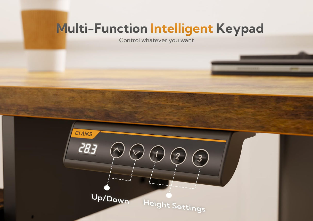 Claiks Standing Desk with Keyboard Tray, Standing Desk Adjustable Height, Raising Desks for Home Office and Computer Workstation, 48 Inches, Rustic Brown Claiks