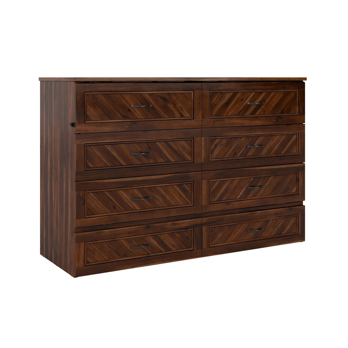 AFI, Alpine Queen Wood Murphy Bed Chest with 6" Mattress, Storage Drawer & Built-in USB Charger, Barnwood AFI
