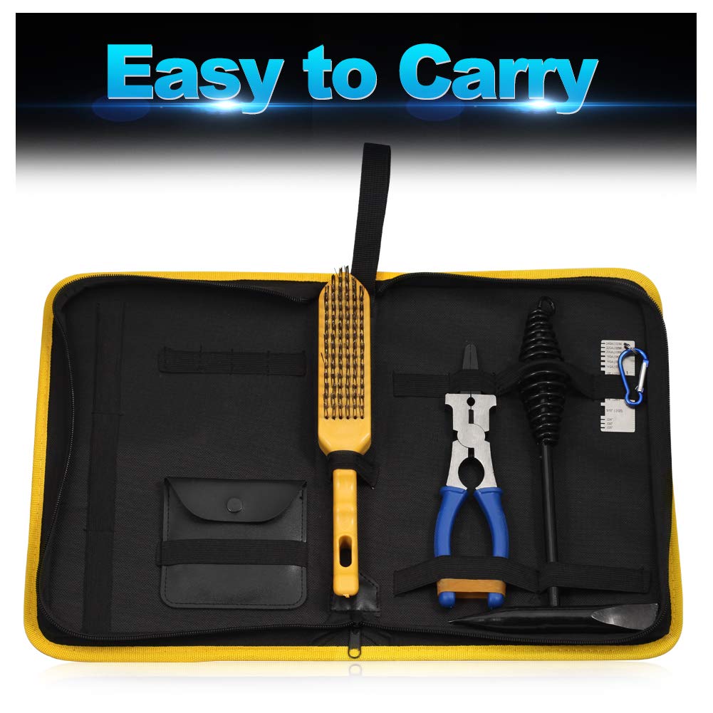 SPEEDWOX 6PCS MIG Welding Pliers Welding Hammer 2 Stainless Steel Metal Sheet Thickness Gauges 6 Row Wire Scratch Brush Storage Pouch Welding Tools Set SPEEDWOX