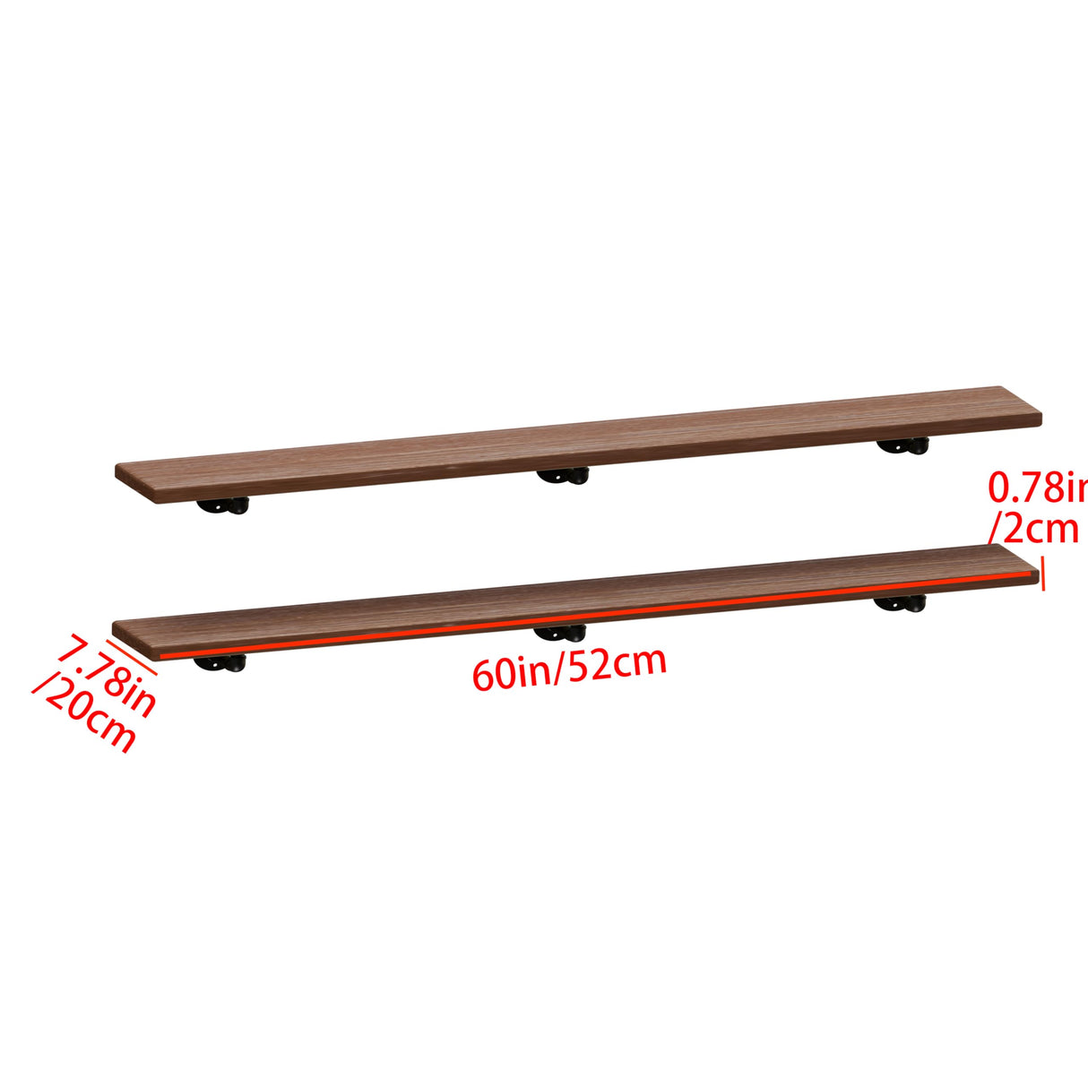 Industrial Pipe Shelving Shelf, Wall Shelves Wood Shelf:Kitchen Shelves, 60 Inches Wood Long Floating Shelves for Wall Farmhouse Pipe Book Shelves Dark Brown for Decor and Bar Shelving IEO